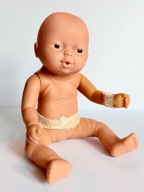 Vintage Baby Doll Anatomically Correct Girl Emson 9in Hospital Bracelet